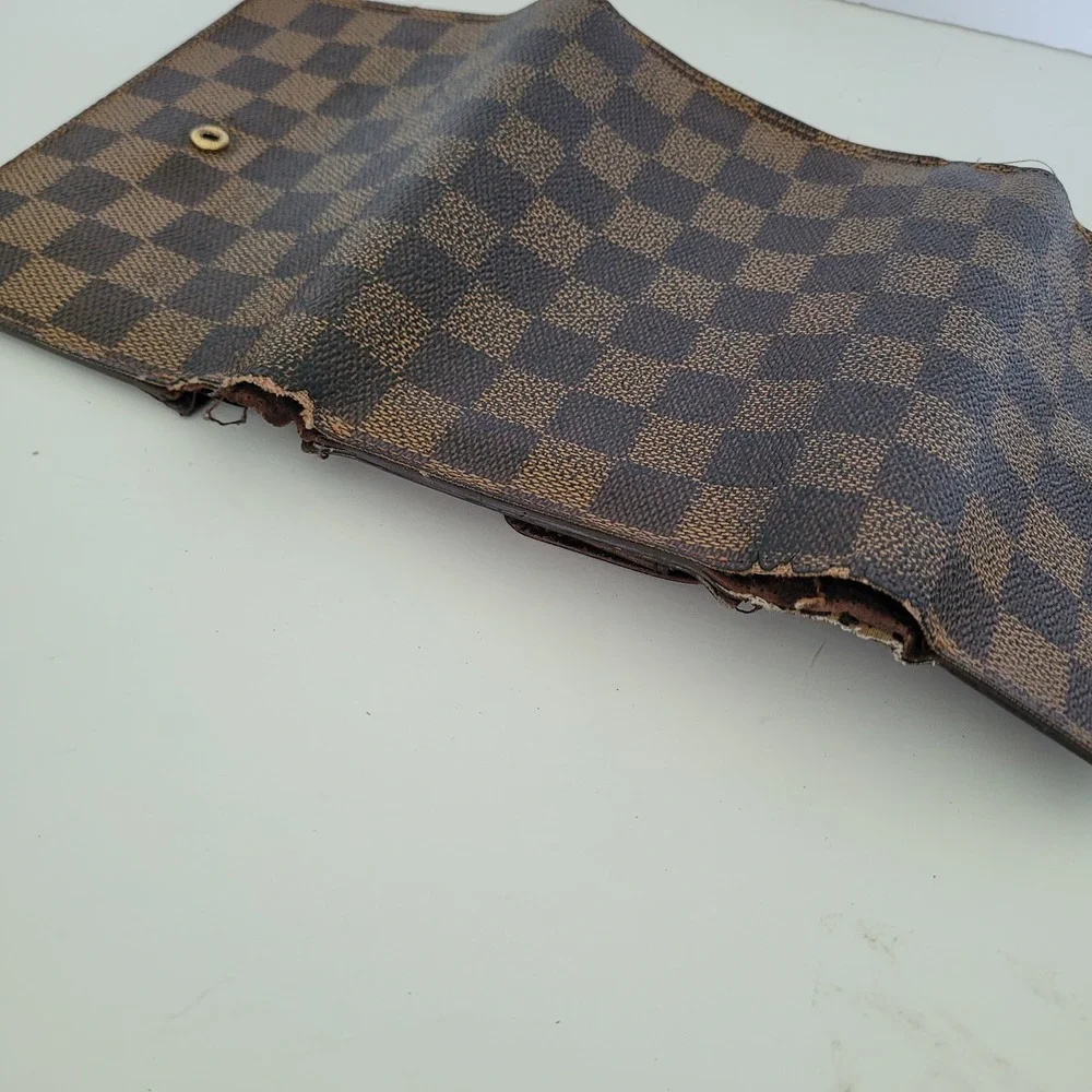 Louis Vuitton Damier Ebene Trifold Wallet Brown Checkered SP0073 France Fair